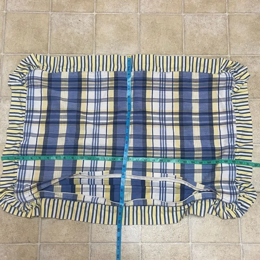 Plaid Blanket Cover Pillow with Ruffled Trim